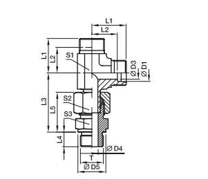 EVL-R  三通組合接頭-英制螺紋金屬密封PARKER接頭、PARKER卡套接頭