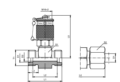 GMA3 管路測試點接頭 - 連接螺紋M16x2、PARKER卡套接頭、parker球閥